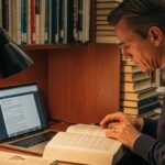 Man doing research in a library