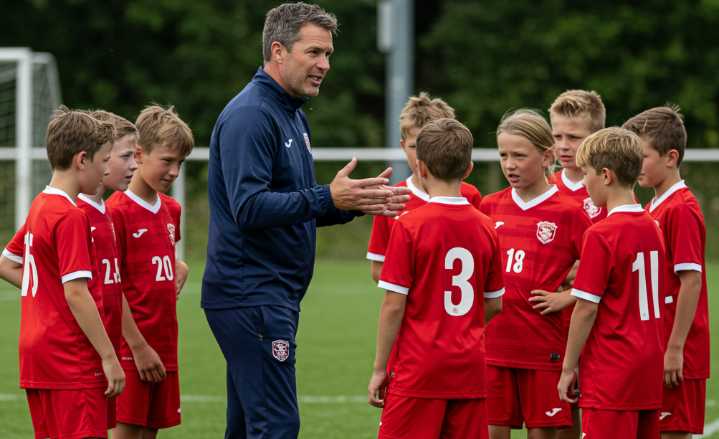 Soccer Coach Talking to his team.