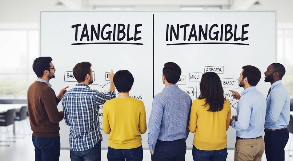 People making a list of tangible and intangible effects
