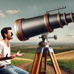 man looking into the wrong end of a telescope