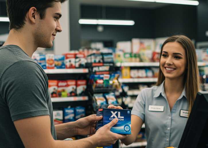 Man buying XL Condoms