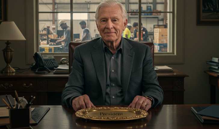 Old man at desk considering a ESOP