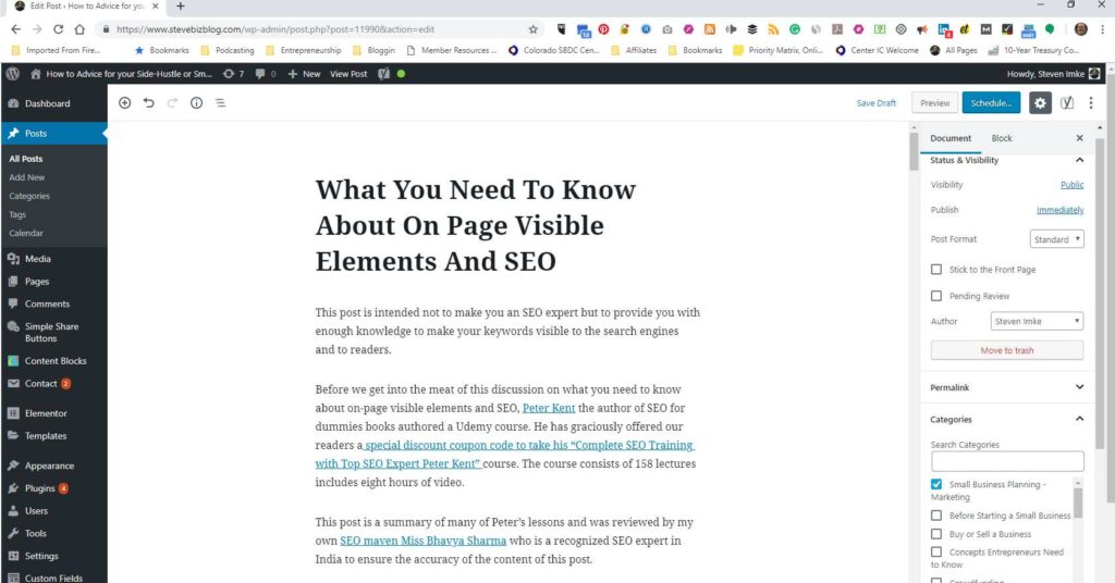 Working in WordPress To Format Visible Elements