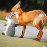 Fox capturing a rabbit