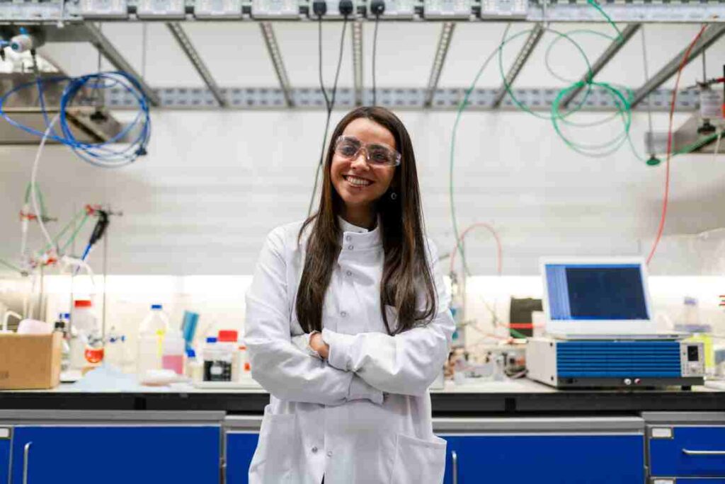 Woman Lab coat knows her Business Needs 5 things to be successful