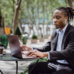 Man writing a business plan