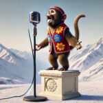 Monkey Singing on a Pedestal