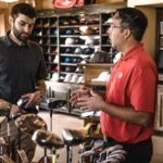 Sales transaction with golf clubs