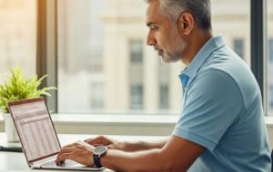 Man working on a laptop