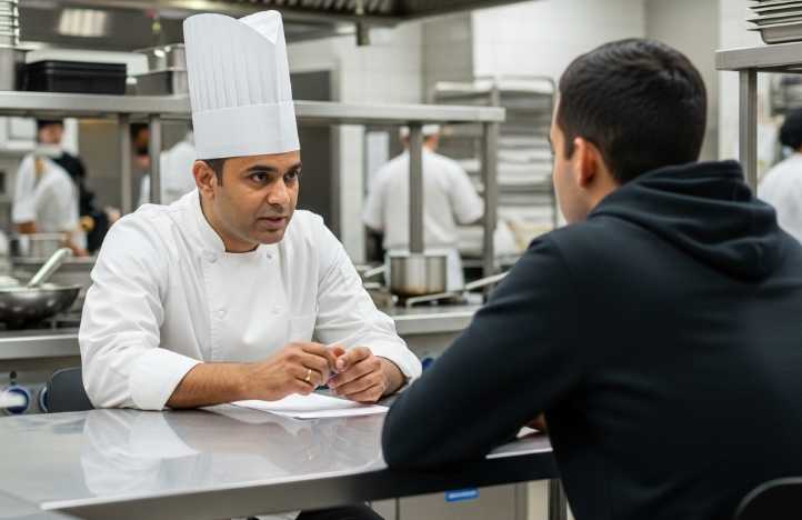Chef interviewing a cook