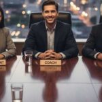 A coach a consultant and a mentor sitting in front of a client