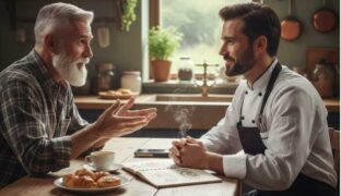 Hey Chef talking to a mentor about artificial intelligence and his industry