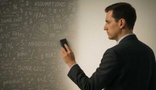 A man clearing his mental whiteboard