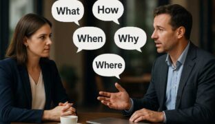 A man asking interrogative-led questions