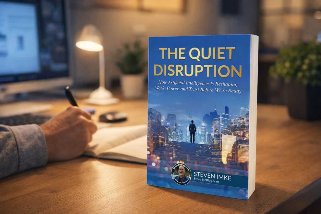 The book The Quiet Disruption sitting on a person's desk